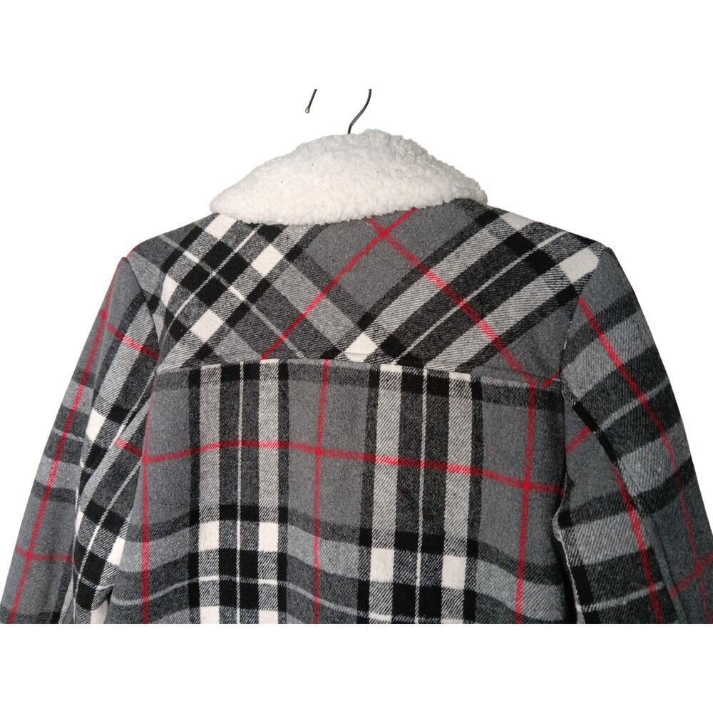 New Special One Premium Boutique Sherpa Plaid Coat Gray Black Soft Thick M - Picture 16 of 16